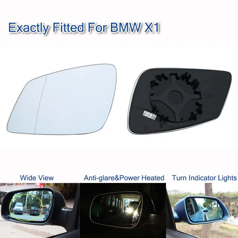 

Brand New Power Heated Blue Wide Angle Sight Side Rear View Mirror Glasses For BMW X1/X3/X4/X5/X6