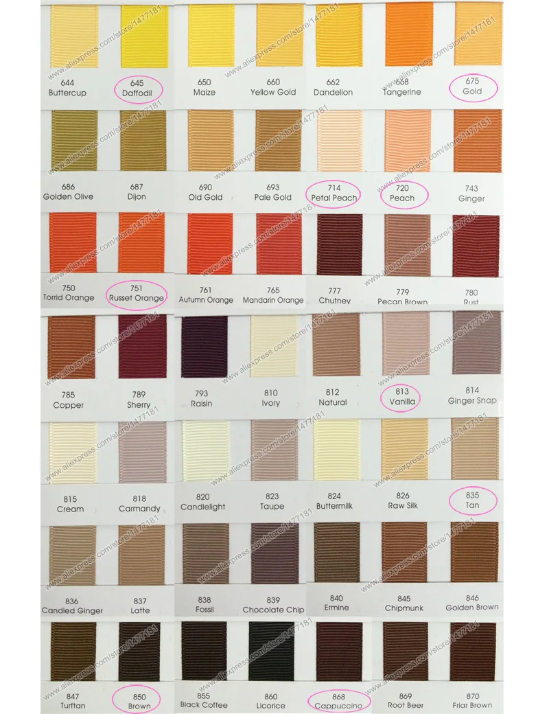 Grosgrain ribbon color chart 4