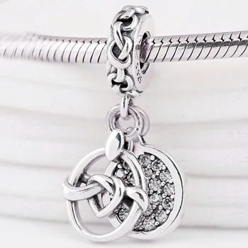 

Original Two Discs Hang Knotted Hearts Joined By Love Pendant Beads Fit 925 Sterling Silver Charm Bracelet Diy Jewelry