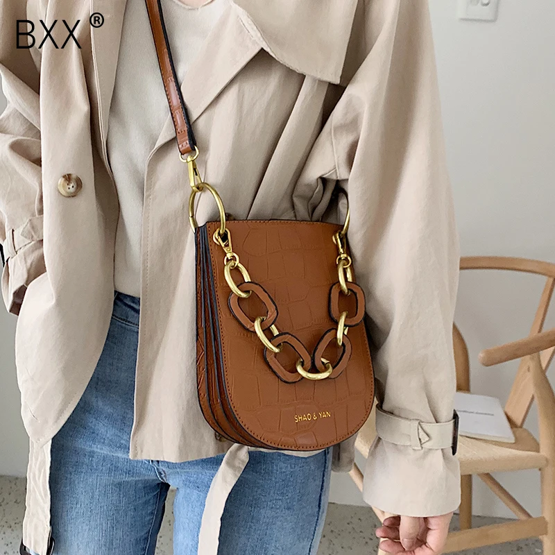 

[BXX] Women's Single Shoulder Crossbody Bag All-match Flap 2019 Autumn Brand Designer Crocodile Grain Casual Chain Handbag HI141