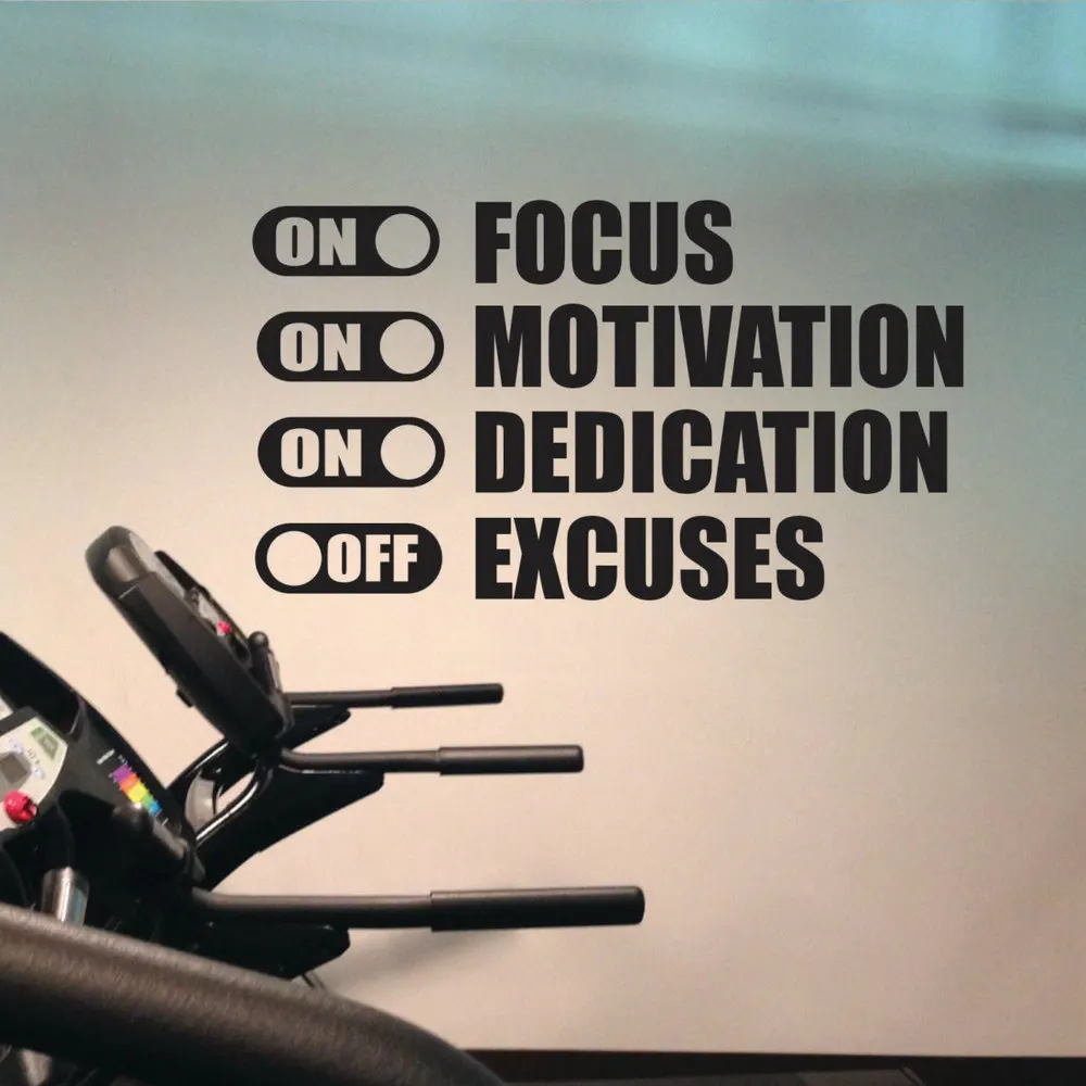 Focus On Motivation Excuses Off Gym Quote Fitness Wall Sticker Home Decor Living Room Bedroom Vinyl Art Decal | Дом и сад