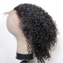 Прозрачное 360 кружевное фронтальное предварительно сорванное поддельное покрытие головы незаметные человеческие волосы парики Remy афро кудрявый Невидимый парик кружева Atina