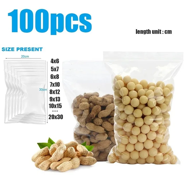 100/300/500Pcs/Pack Resealable Plastic Zip Lock Bags Clear Poly Zip lock Bag Food Storage Reclosable Vacuum Fresh Organize Bag 3