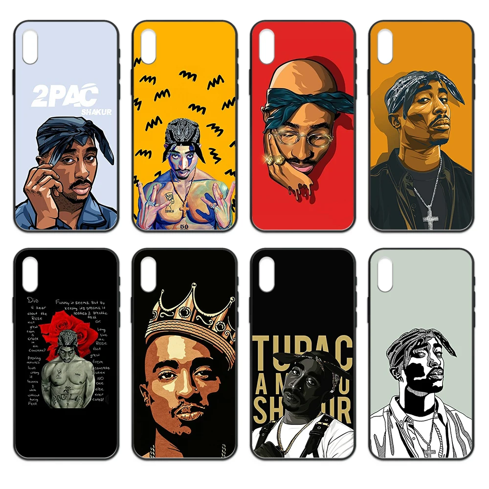 2pac Tupac Rapper pretty back Etui черный чехол для телефона Корпус iphone 4 4s 5 5S SE 5C 6 6S 7 8 plus X XS XR 11 PRO