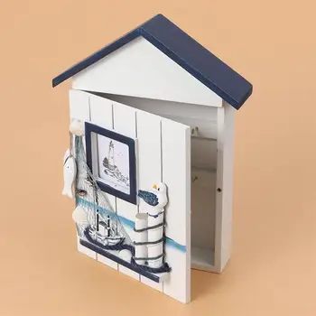 

Mediterranean House Key Storage Holder Case Wall Mounted Wooden Storage Box
