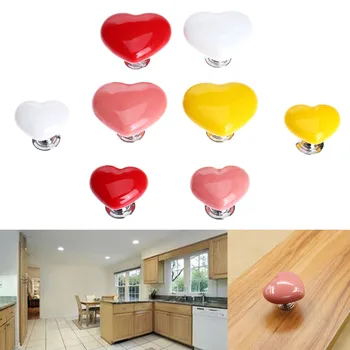 

Fashion Heart Shape Knob Door Handles Ceramic Kitchen Cabinet Cupboard Furniture Pull Knobs Furniture Fittings Accessories