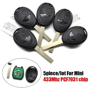 

5pieces/lot remote car key 433Mhz PCF7931 Chip HU92 key 2button for BMW Mini Cooper R50 R53 S 2001 2003 2005 Key fob