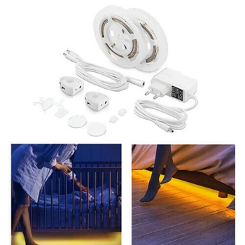 

2X1.2M Wireless PIR Motion Sensor LED Strip IP66 Waterproof Night Light for Dual Bed Stair Wardrobe Closet Kitchen EU Plug