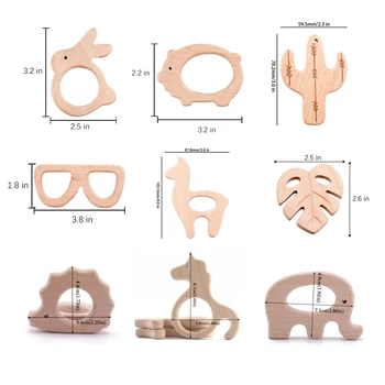 

20pc Baby Beech Wooden Teether Wooden Animals DIY For Pacifier Clip Chain Wooden Blank Pendant Beech Rodent Pig Children's Goods