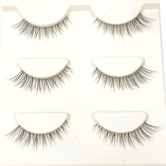 3pair Invisible Band Transparent 3D Mink Fur Lashes Natural Long Wispy False Eyelashes