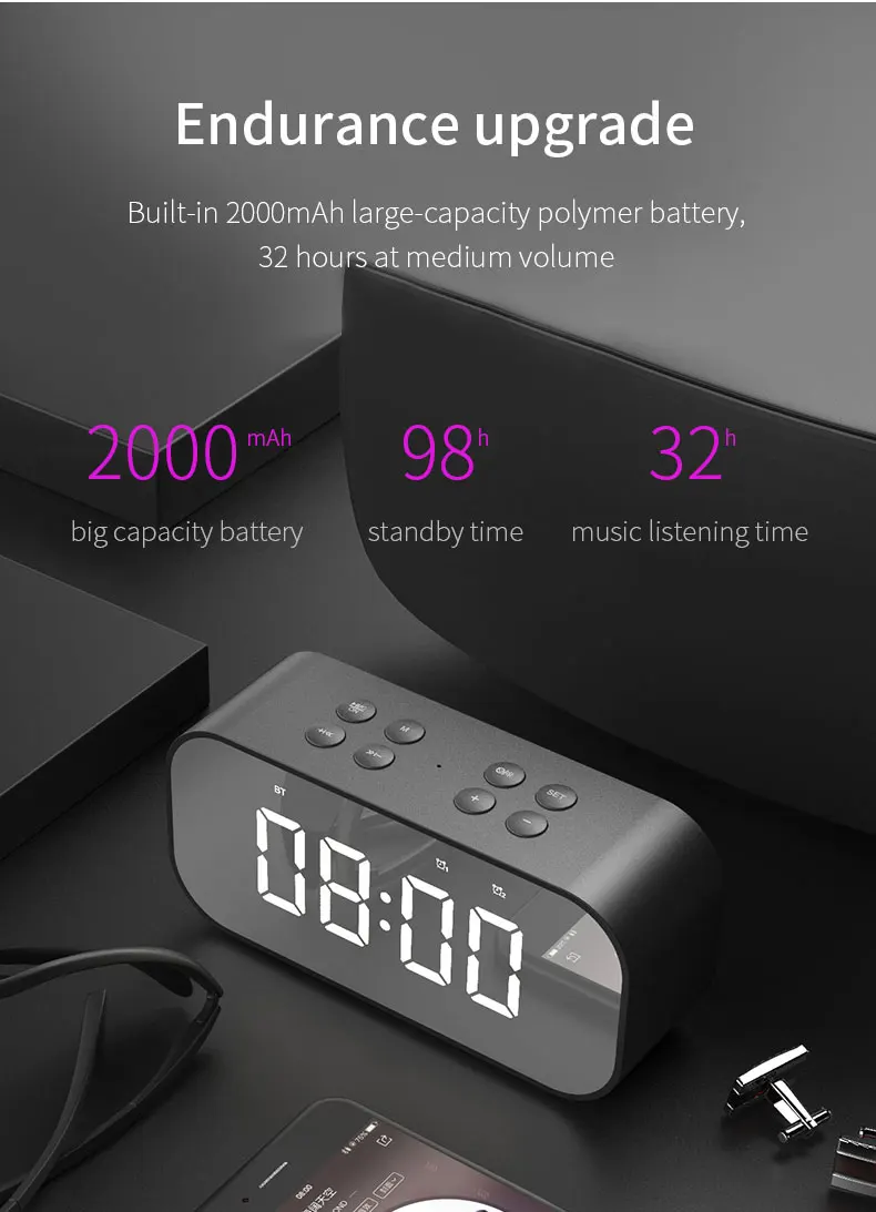 BT501 Bluetooth динамик светодиодный Будильник мини музыкальный плеер