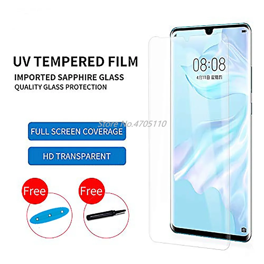 3D УФ нано жидкое закаленное стекло для Huawei P30 Pro полное клеевое покрытие Защита
