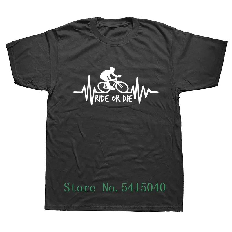 Cotton Birthday Present Dad Father Heartbeat Biker T-Shirt Bicycle Funny Is My Bike Okay T Shirts Men Summer |
