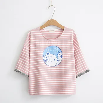 

T-shirts with short sleeves short sleeves students' loose fitting cartoon design fresh thin