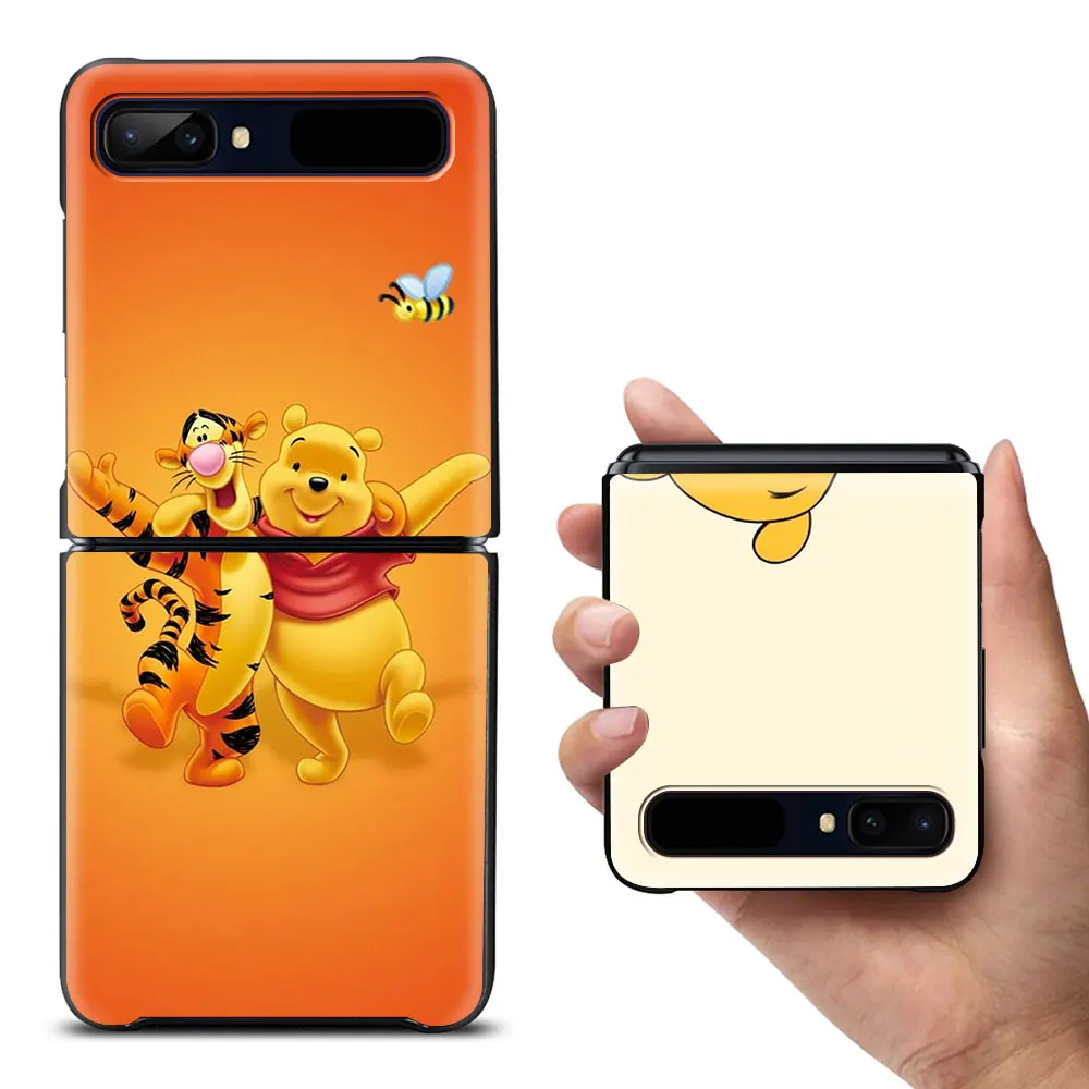 galaxy z flip3 case Pooh Bear Cute Shockproof Cover for Samsung Galaxy Z Flip Flip3 5G Black Phone Case Shell Hard Fundas Coque Capa samsung flip3 case