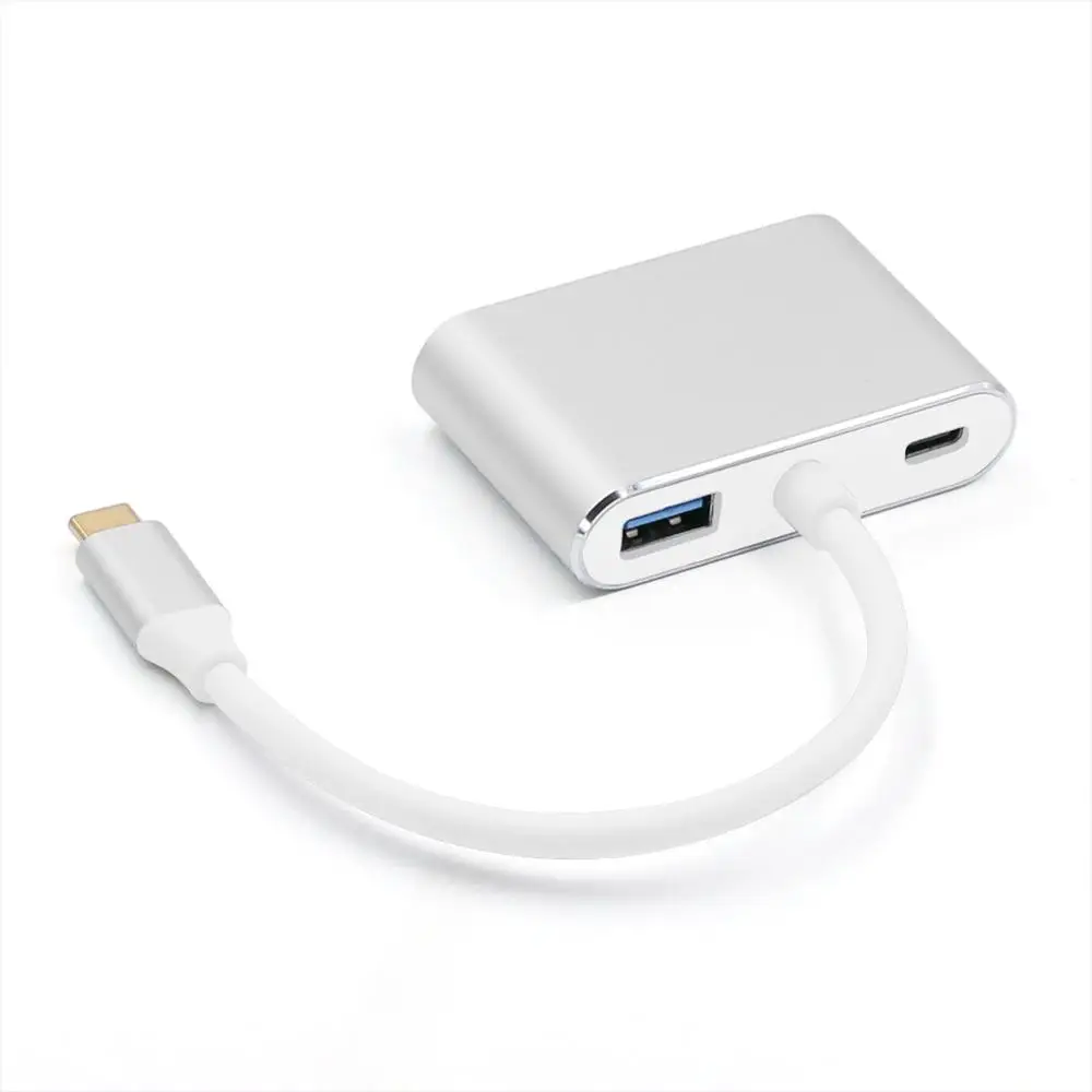 USB3.1 USB-C к HDMI тип-c к 4K адаптер HDMI VGA 4K мужчин и женщин для MacBook Pro Xiaomi huawei USB-C конвертер HDMI VGA - Цвет: Silver