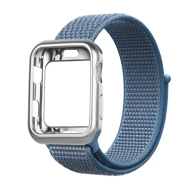 Чехол+ ремешок для apple watch 4 Band 44 мм correa apple watch 42 мм 38 мм 40 мм iwatch series 5 4 3 нейлоновый браслет pulseira - Цвет ремешка: Cape Cod Blue