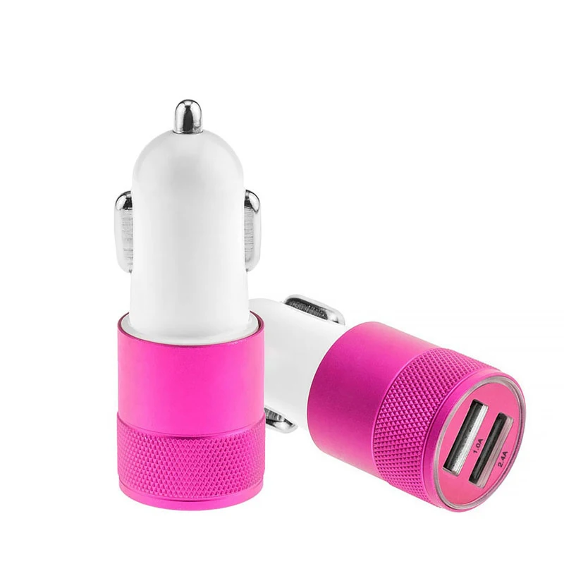 Автомобильное зарядное устройство Mini Dual USB, новинка, 2 порта, универсальное автомобильное зарядное устройство 2.1A, 2 порта USB для мобильного телефона, адаптер для зарядки, авто-Стайлинг - Название цвета: rose red