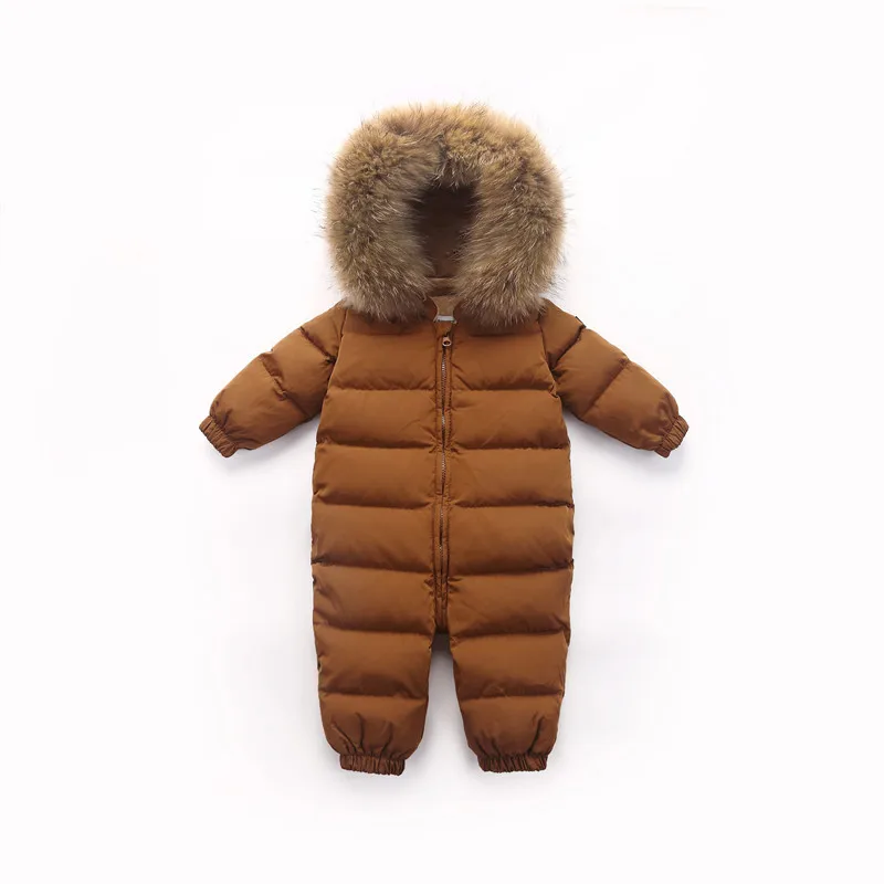 30 градусов детский зимний комбинезон большого размера, натуральный мех, зимняя куртка для девочек, пуховик с наполнителем из утиного пуха, флисовый комбинезон для мальчиков, Детская пуховая парка - Цвет: 3
