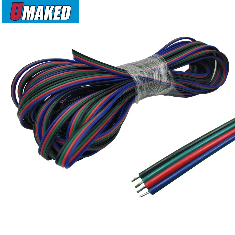 10 м 4 контакта луженая медная проволока, RGB провод удлинительного кабеля, 22AWG светодиодный электронный провод, DIY подключение