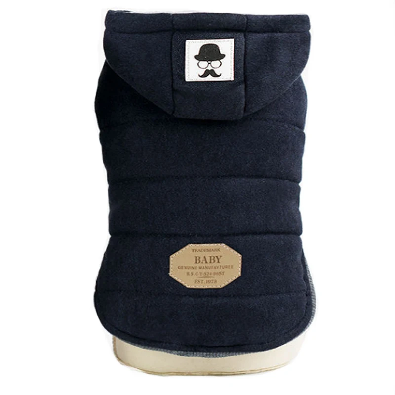 Dark Blue Зимняя теплая одежда для домашних животных, собак Спортивные Мягкие Толстовки для маленьких собак щенков курта для собак чихуахуа для Мопсов, французских бульдогов Костюмы - Цвет: Dark Blue