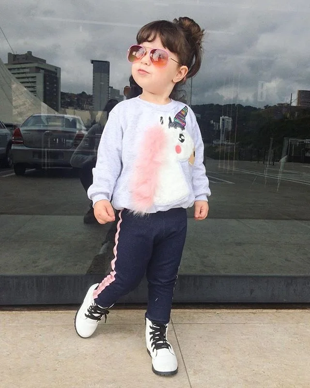 2pcs Autumn Winter Children Toddler Kids Baby Boys Girls Clothing Sets Tracksuit Cartoon Unicorn Sweatshirt Pant Outfits