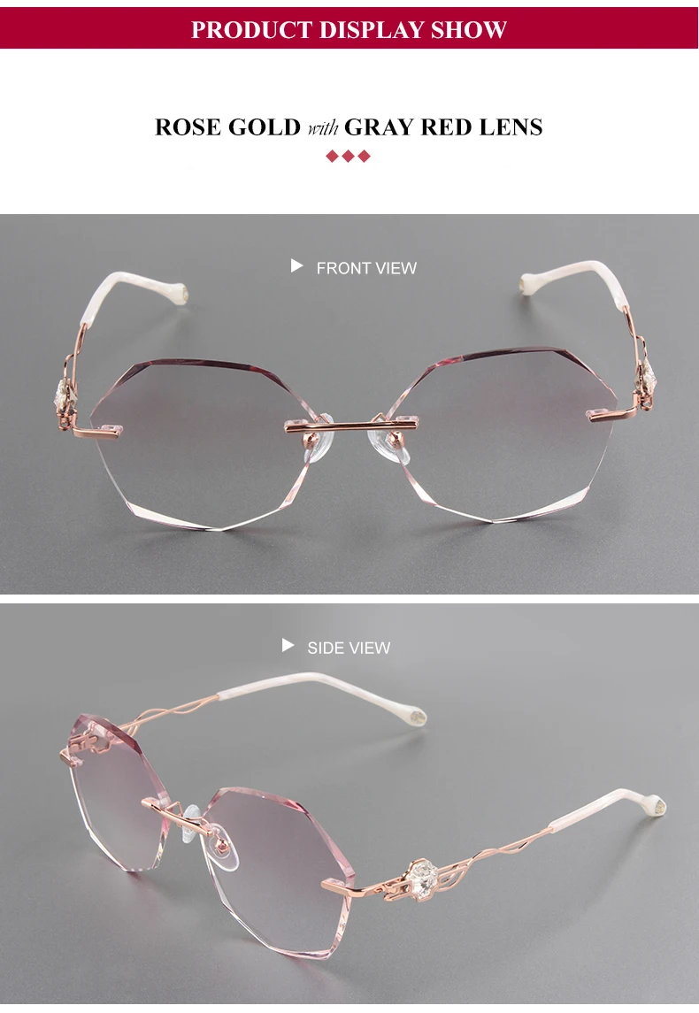 1- rose gold with gray red lens