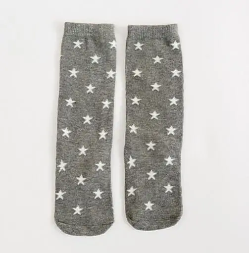 Gray star 1 пара, Милые Носки с рисунком лисы для малышей, Зимние гольфы для девочек и мальчиков, мягкий хлопковый носок, носки с изображением совы, медведя и животных для малышей 0-3 лет - Цвет: Gray star