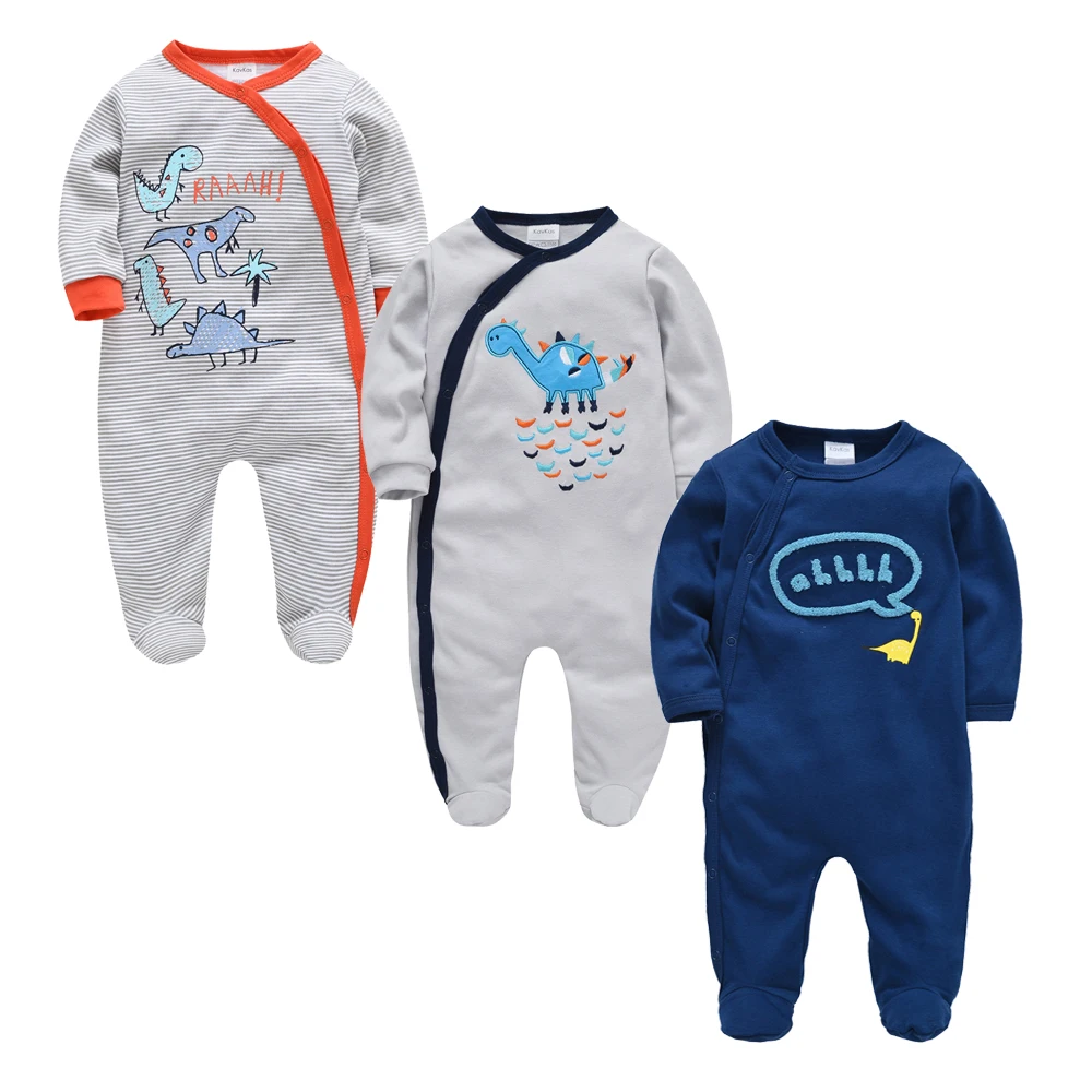 Kavkas/3 шт./партия Одежда для маленьких девочек и мальчиков; летние хлопковые комбинезоны для новорожденных; одежда с длинными рукавами для детей от 0 до 12 месяцев