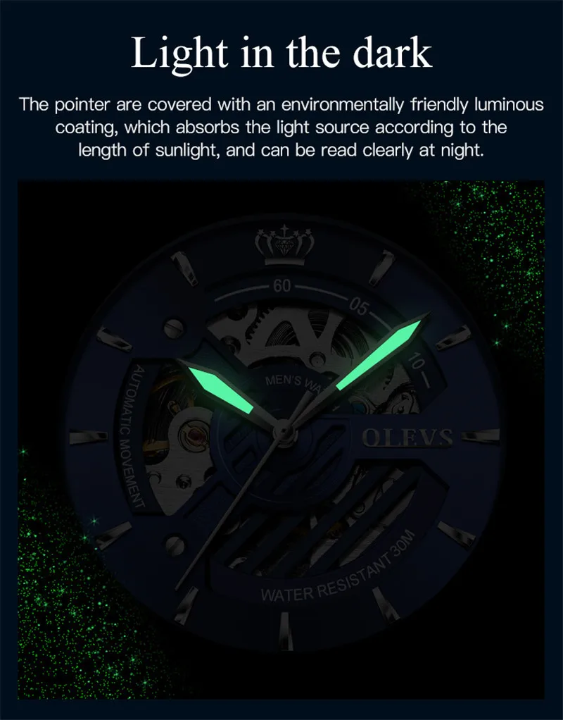 automático masculino de aço inoxidável 3d dial