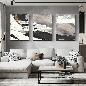 

Black And White hand-painted Oil Painting Decorative Painting The Living Room Sofa Backdrop Modern Triple Spray Hallway Mural Pa