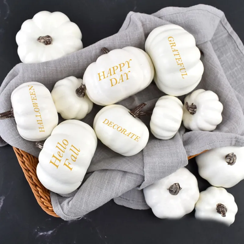 12Pcs Artificial Pumpkins Creative Lifelike Simulation Artificial Pumpkins Festive Wedding Halloween Party Home Decoration