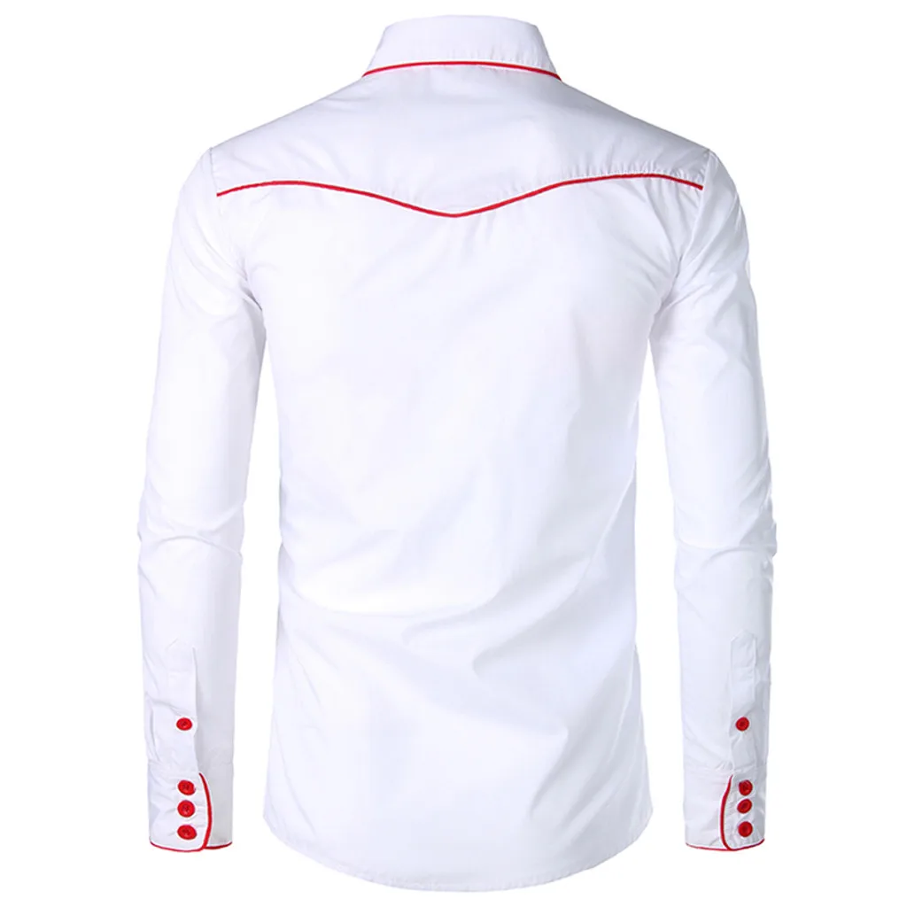 Shirts Men's Autumn Winter Casual Embroidery Pullover Long Sleeved Shirt Top Blouse Harajuku Beach Top Streetwear Clothes