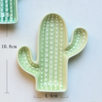 Мультиразмерное корейское милое цветочное фруктовое керамическое приправа, маленькое блюдо, товары для дома, кухни, креативное блюдце С КАКТУСОМ - Цвет: 4
