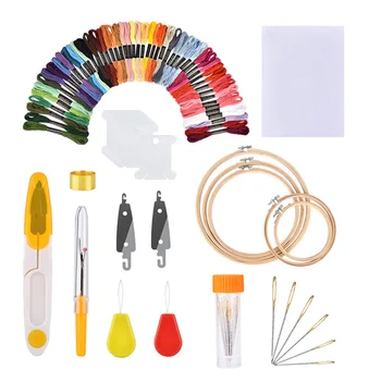 

100 Colors Magic Embroidery Pen Needle Hoop Set Kit Thread Punch Stitching Knitting Women DIY Sewing Accessories Tweezer Tool