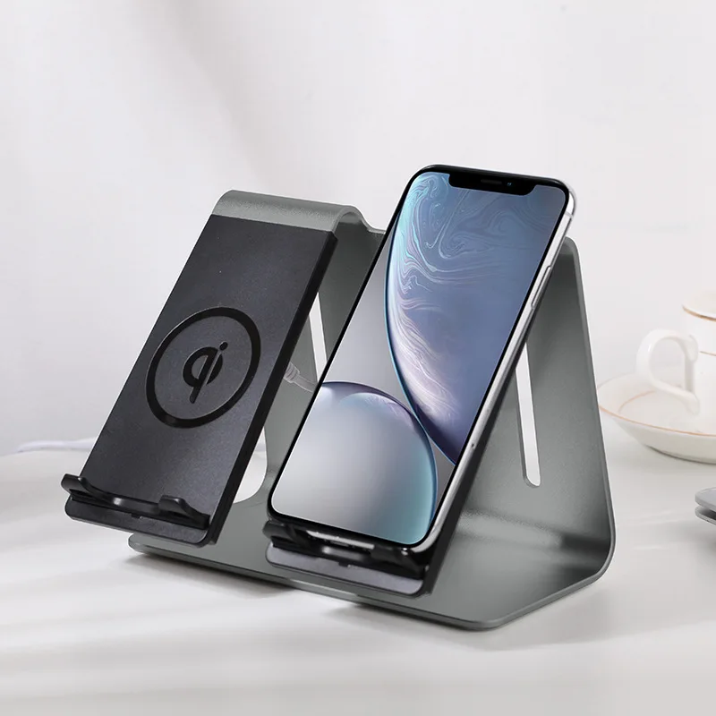 

New Dual Handset Wireless Charger Aluminum Alloy Bracket Suitable for 10W Fast Charging of Apple Mobile Phone
