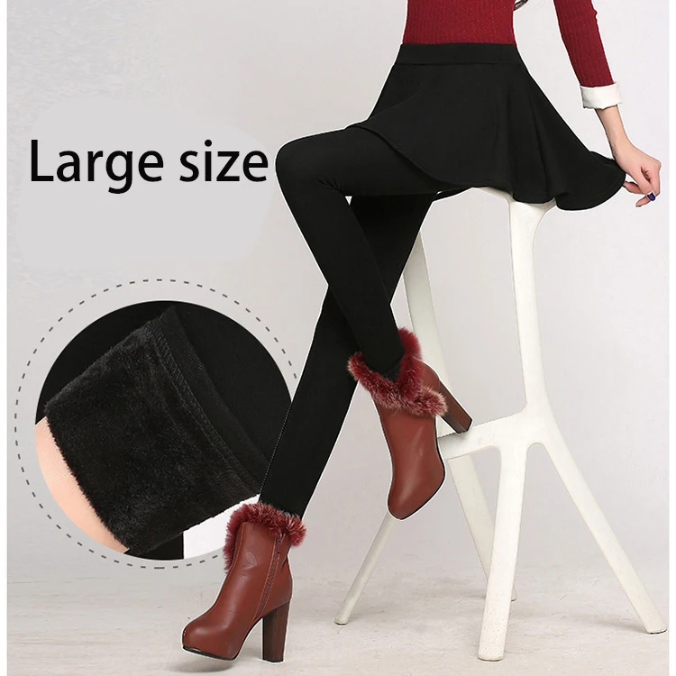 FENNASI теплые бархатные зимние леггинсы с юбкой для женщин, зимние плотные леггинсы размера плюс, формирующие легинсы с высокой талией