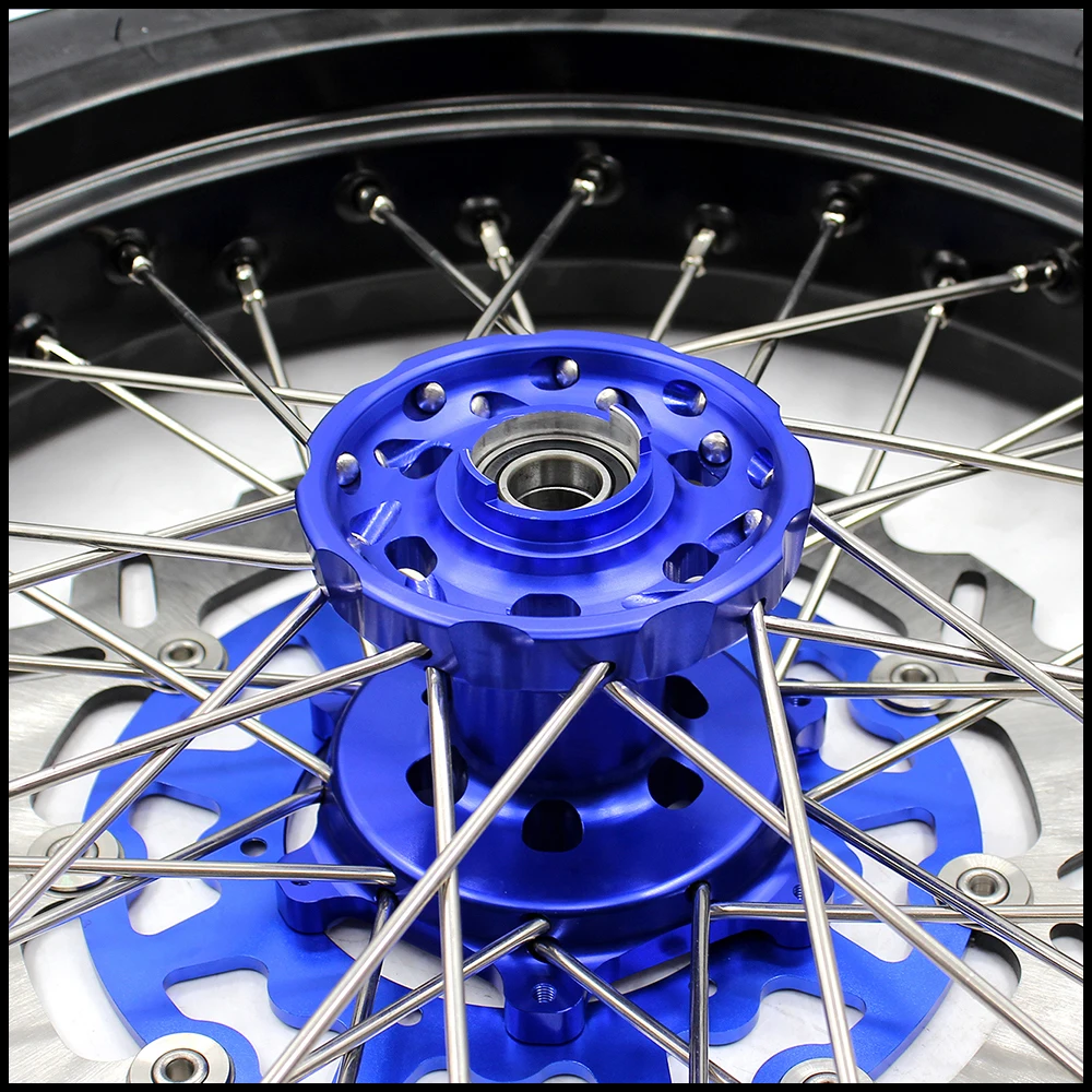 Колесные диски KKE 3 5/4 25 Supermoto для Suzuki DRZ400 2000 2004 DRZ400E 2007 DRZ400S 2019 синие ступицы
