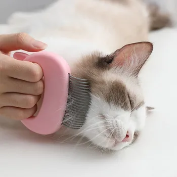 

Pet Massage Brush Shell Shaped Handle Pet Grooming Massage Tool To Remove Loose Hairs Only For Cats Pet Cat Grooming Supplies