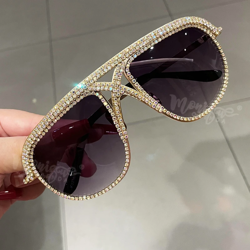 Lunettes soleil luxe strass femmes 2020 mode lunettes de soleil  surdimensionnées