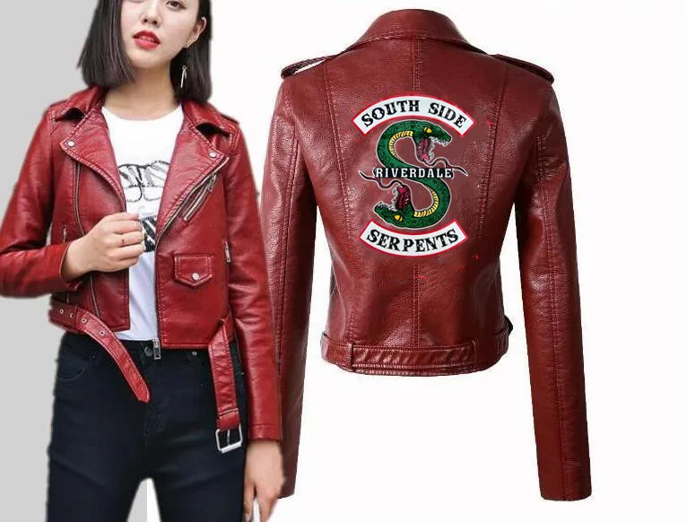 

2019 Riverdale cosplay season 4 Snake company locomotive slim PU coat Riverdale leather clothing leather jacket party clothing