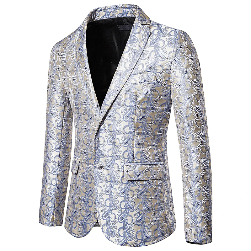 EU plus size men casual style Suits & Blazers men's Cashew flower embroidery pattern suit jacket Two buckles design suit coat EU plus size men casual style Suits & Blazers men's Cashew flower embroidery pattern suit jacket Two buckles design suit coat