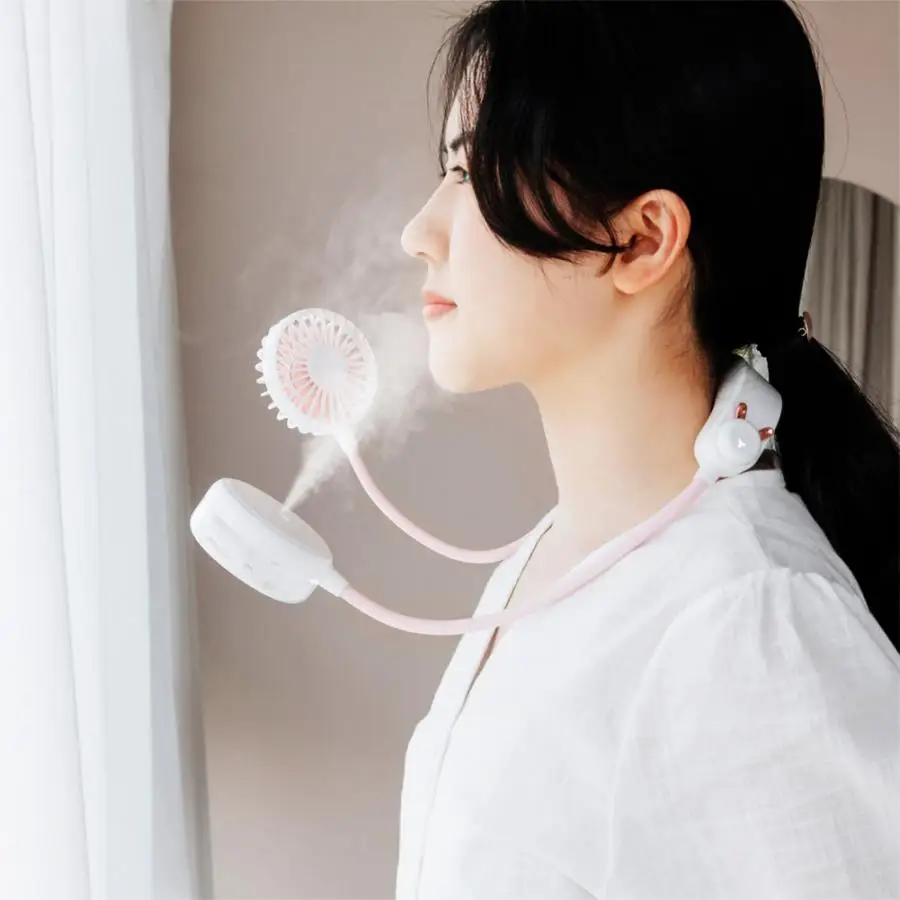 

Portable Neck Fan Multifunction USB Charging Fan with Humidifier Hands-Free Hanging Neck Air Cooler Conditioner for Home Outdoor