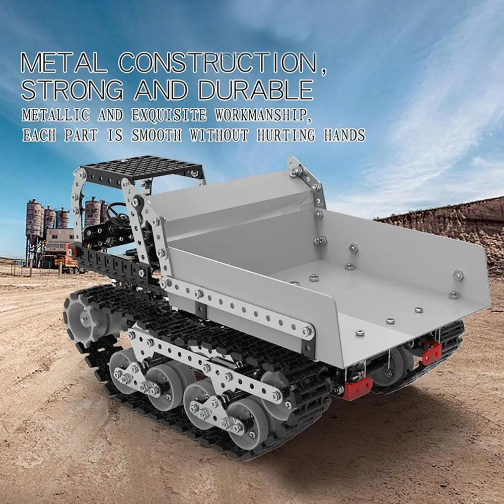 DIY Building Blocks Stainless Steel 2.4G Remote Control Crawler Dump Truck Building Blocks Toy