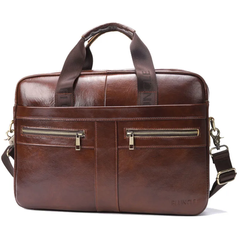 

BEAU-PI UNCLE Bag Men's Genuine Leather Briefcase Male Man Laptop Bag Natural Leather for Men Messenger Bags Mens Briefcases, Br