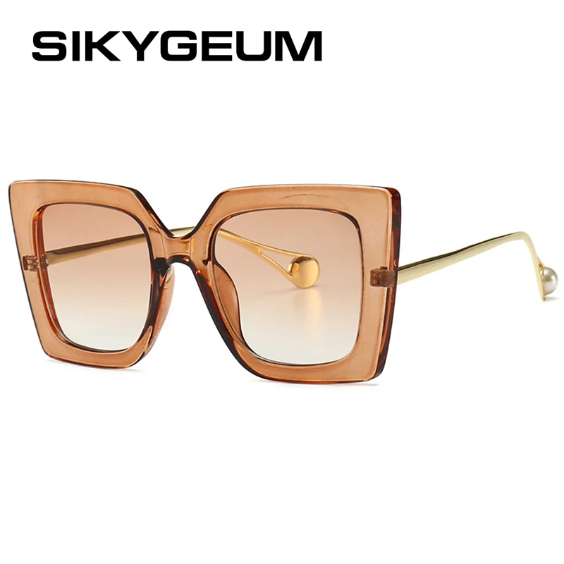 Sikygum кошачий глаз Винтажные Солнцезащитные очки женские классические негабаритные Солнцезащитные очки женские брендовые Дизайнерские Большие оправы UV400 SM162 - Цвет линз: C2 Brown