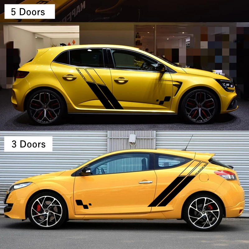 Racing Sport Car Side Stripes Auto Door Body Decor Vinyl Decals Accessories For-Renault Megane RS Trophy 2010-2020 3-5 doors (3)