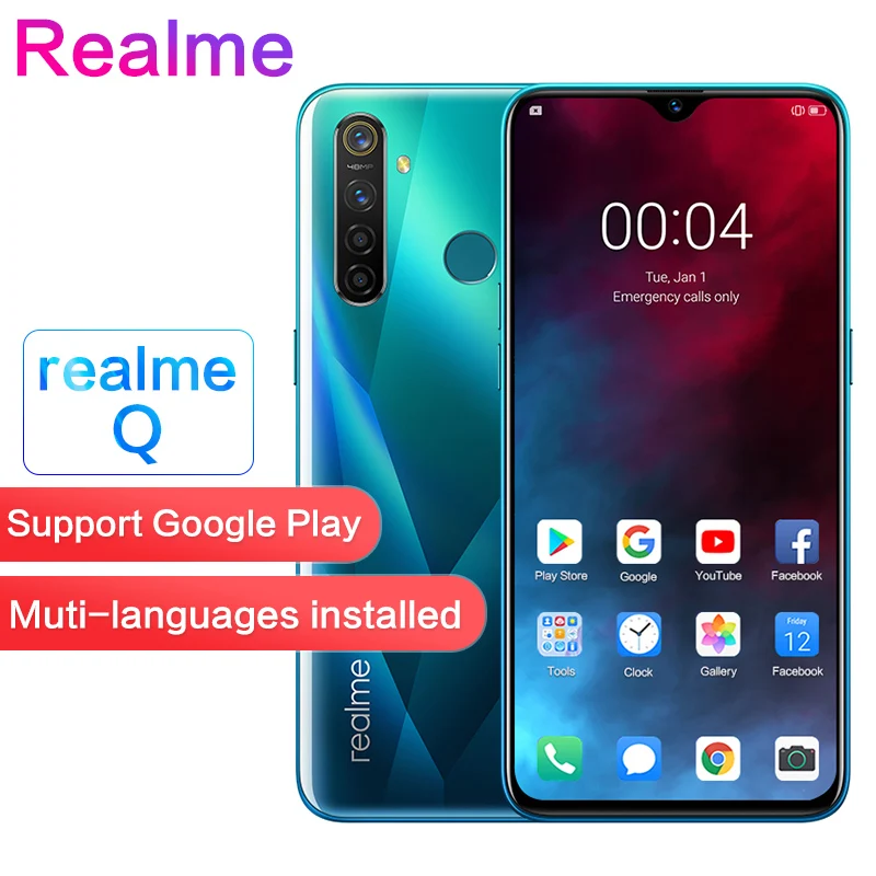 

Realme Q 6.3''Full Screen 2340×1080 5cameras 48MP Waterproof Super VOOC R 5 pro Snapdragon 712AIE Octa Core Face+Fingerprint ID
