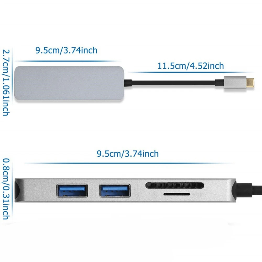 ОВБР Тип usb-C концентратор 5 в 1 многофункциональная док-станция с разрешением 4K HDMI USB 3,0 TF/SD слот для карт высокого Скорость читать Портативный адаптер