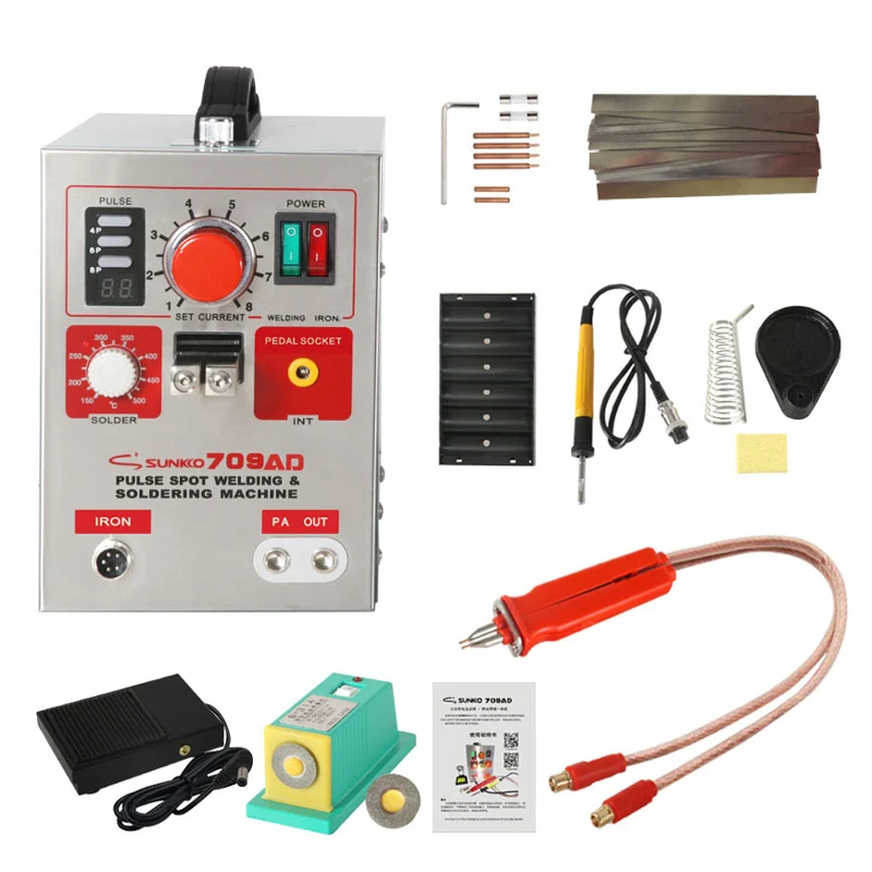 220V 3.2KW SUNKKO 709AD Battery Spot Welder with HB-70B Welder pen for 18650  Spot Welding Machine